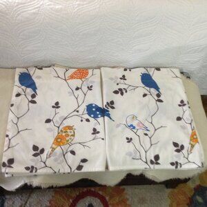 Pair of Charming Bird Bedroom Curtain toppers.  Hippie chic, Bohemian. 54" x 17"